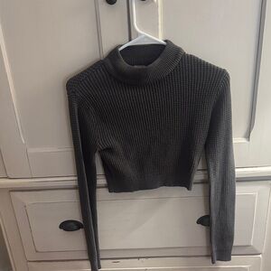 Garage Dark Green Cropped Turtleneck Sweater